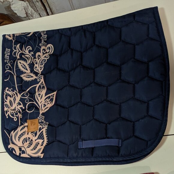 Dotibel Navy Blue Floral Dressage Saddle Pad - Picture 2 of 2